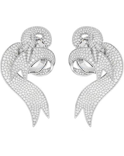 Swarovski Boucles d'oreilles clip fashion swan, design asymétrique, cygne - Métallisé