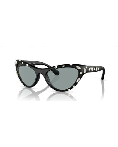 Swarovski Gafas de sol, forma de ojo de gato, sk6007el, negras - Negro