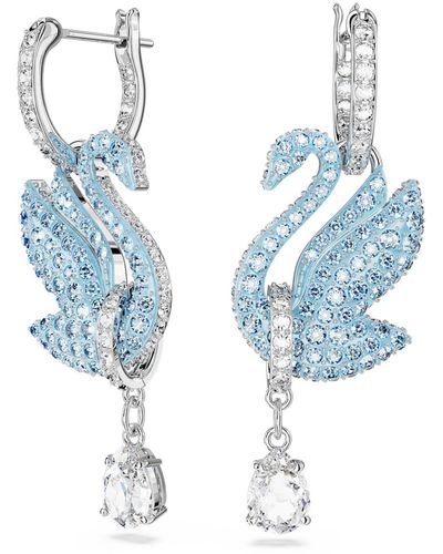 Swarovski Iconic Swan Drop Earrings - Blue