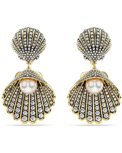 Swarovski Pendientes de clip idyllia, crystal pearl, caracola - Metálico