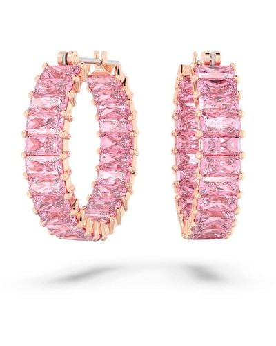Swarovski Matrix Hoop Earrings - Pink