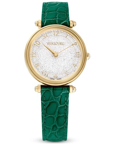 Swarovski Reloj crystalline wonder, fabricado en suiza, correa de piel - Verde
