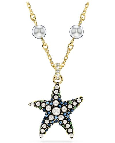 Swarovski Colgante idyllia, crystal pearls, estrella de mar, multicolor, baño tono oro - Metálico