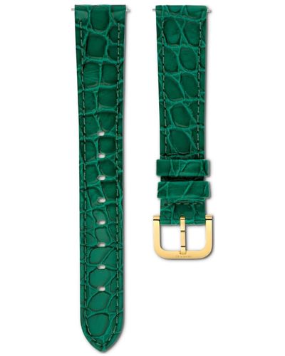 Swarovski Cinturino per orologio, larghezza: 16 mm (0.63"), pelle con impunture - Verde