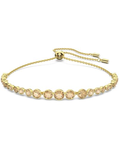 Swarovski Bracelet emily, diverses tailles rondes, ton doré, placage de ton or - Métallisé