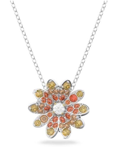 Swarovski Eternal Flower Pendant Necklace With Red - Metallic