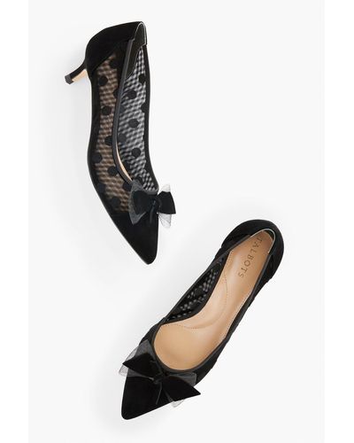 Talbots Sylvie Bow Velvet Kitten Heel Court Shoes - Black
