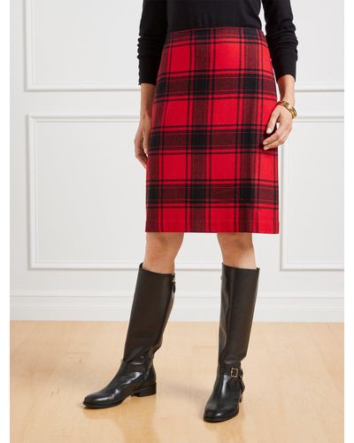 Talbots Fireplace Plaid A-line Skirt - Red