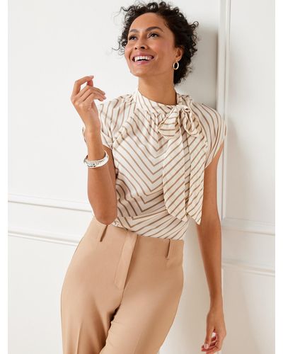 Talbots Tie Neck Top - Natural