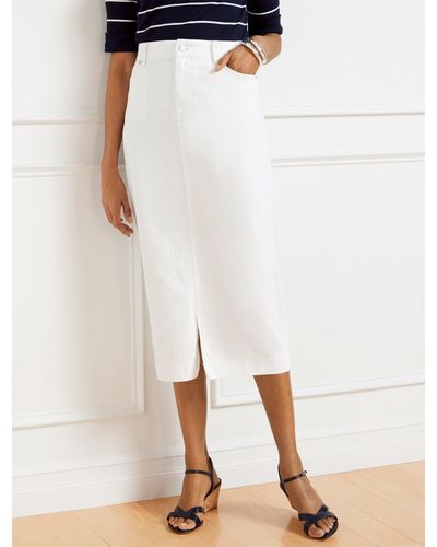 Talbots Denim Midi Skirt - White