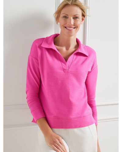 Talbots Cozy Crush Johnny Collar Pullover Sweater - Pink