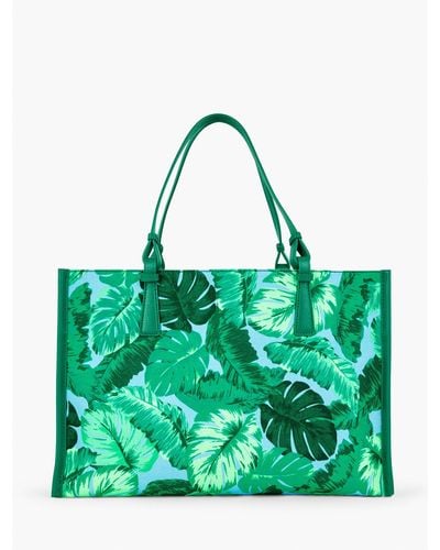 Talbots Isle Fronds Canvas Tote - Green