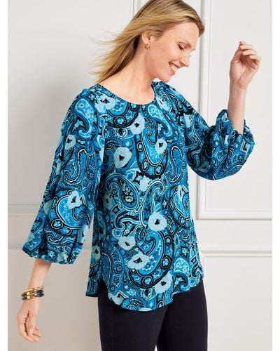 Talbots Abstract Paisley Top - Blue