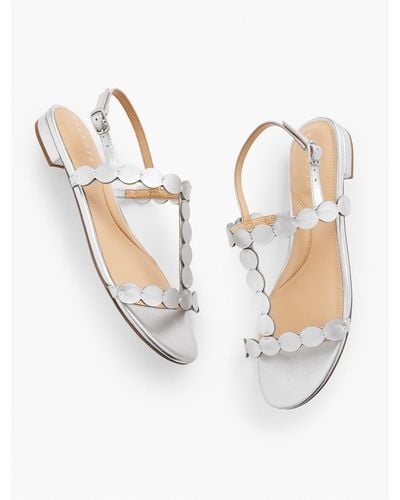 Talbots Keri Dot Metallic Leather Flat Sandals - White