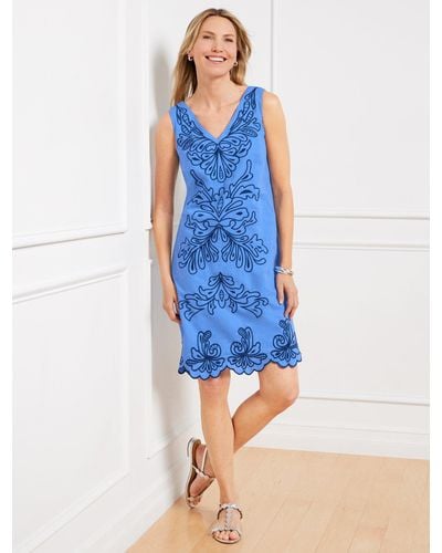 Talbots Linen Cotton Shift Dress - Blue