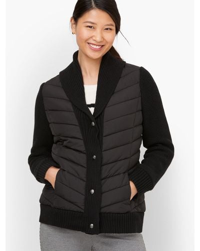 Talbots Sweater Sleeve Puffer Jacket - Black