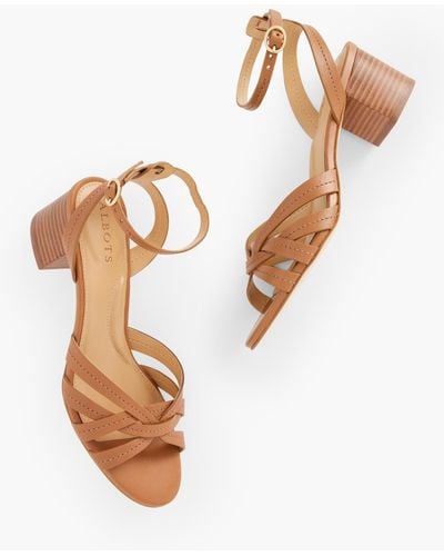 Talbots Mimi Vachetta Leather Ankle Strap Sandals - White