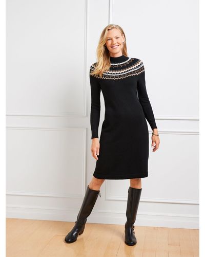 Talbots Spruce Fair Isle Sweater Dress - Black