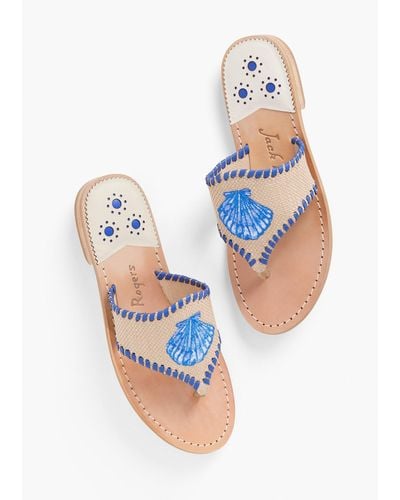 Jack Rogers For Talbots Shell Embroidered Sandals - Blue