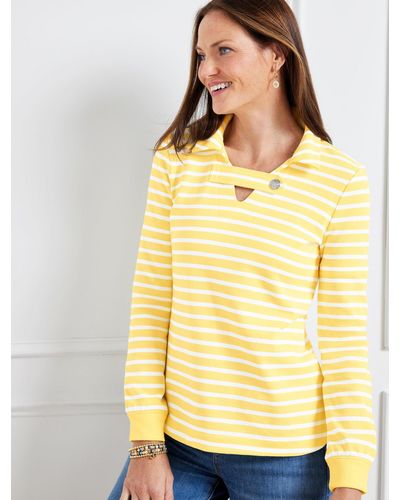 Talbots Stripe Collar Sweatshirt - Yellow