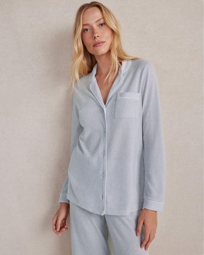Talbots Marled Knit Button-front Pyjama Shirt - Blue