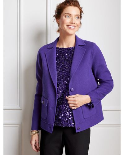 Talbots Double Face Wool Blend Cropped Jacket - Purple