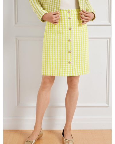 Talbots Stride Tweed Button Front A-line Skirt - Yellow