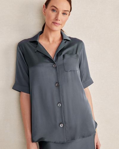 Talbots Silky Short Sleeve Shirt - Grey
