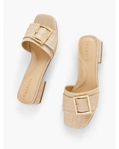 Talbots Viv Shimmer Raffia Slide Sandals - White