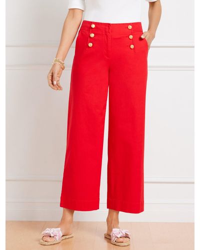Talbots Cotton Slub Sailor Crop Pants - Red