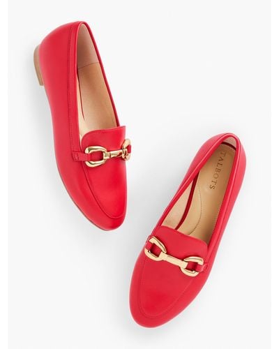 Talbots Ryan Bit Leather Loafers - Red