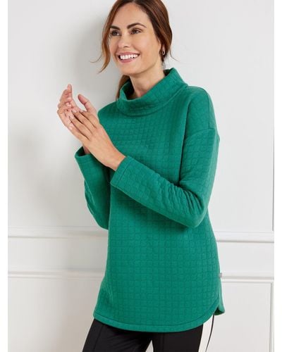 NWT Talbots Sweater Green Wool Blend Pullover 1/4 button Petites