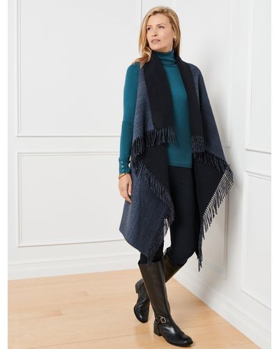 Talbots Plaid Wrap Vest - Blue