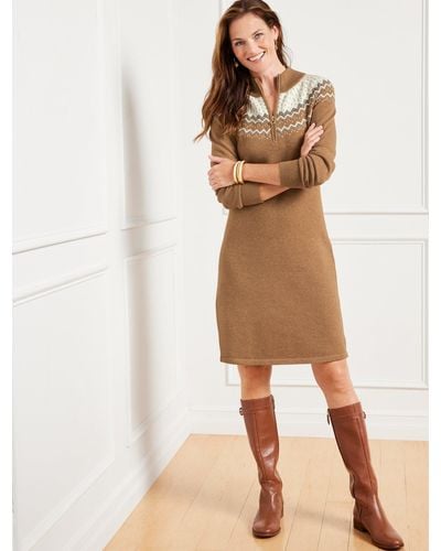 Talbots Half-zip Sweater Dress - Natural