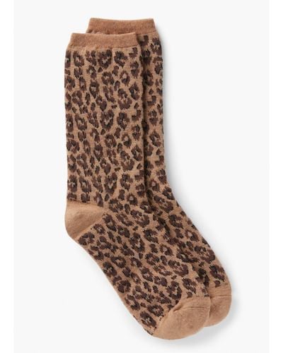 Talbots Fall Leopard Trouser Socks - Brown