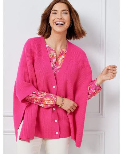 Talbots Button Front Poncho - Pink