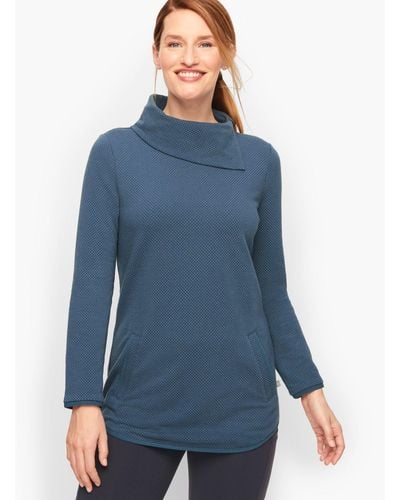 Talbots Split Neck Tunic Pullover Sweater - Blue