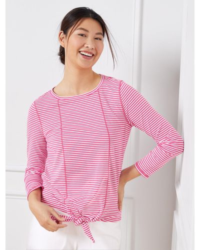 Talbots Supersoft Jersey Tie Front T-shirt - Pink