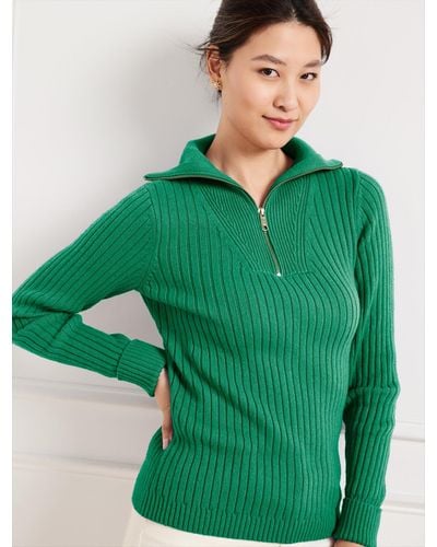 Talbots Half-zip Mockneck Sweater - Green