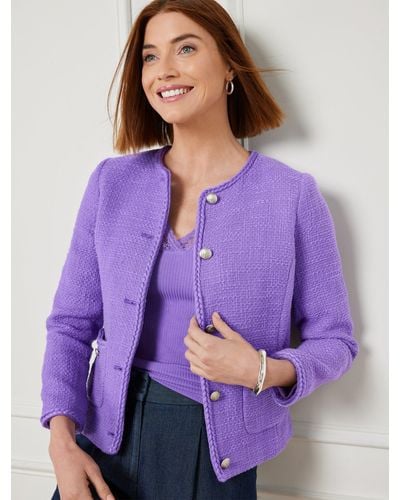 Talbots Amherst Tweed Collarless Jacket - Purple