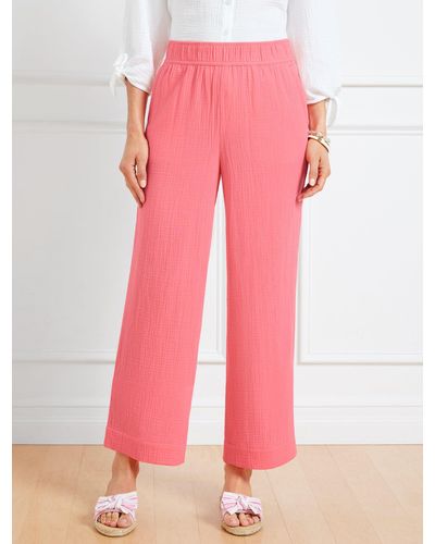 Talbots Airy Gauze Wide Leg Trousers - Pink