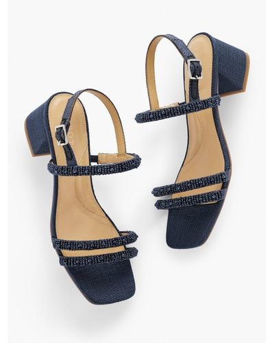 Talbots Maya Beaded Block Heel Sandals - Blue