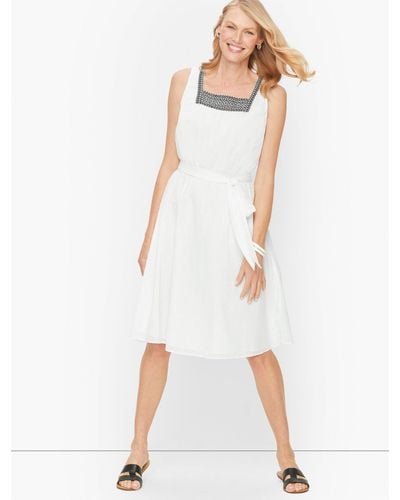 Talbots Cotton Gauze Fit & Flare Dress - White