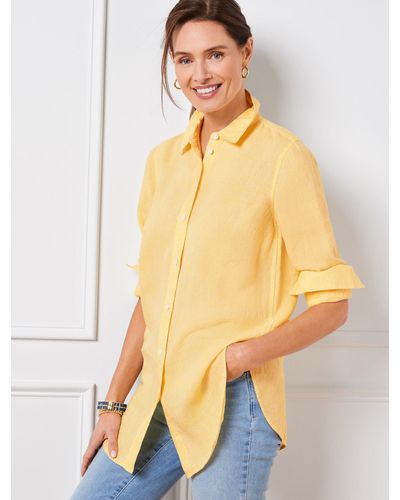 Talbots Linen Boyfriend Shirt - Yellow
