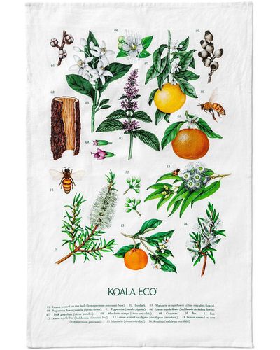 Talbots Koala Eco® Terra Botanica Tea Towel - White