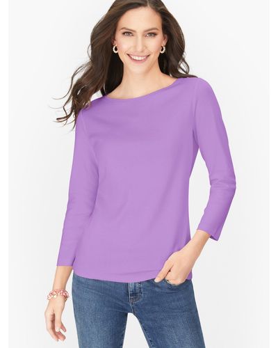 Talbots Cotton Bateau Neck T-shirt - Purple