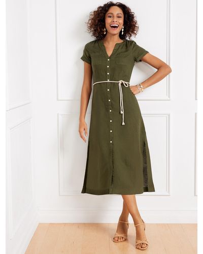 Talbots Linen Fit & Flare Shirtdress - Green