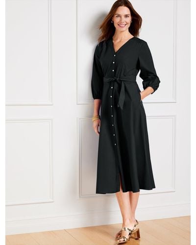 Talbots Poplin Fit & Flare Shirtdress - Black