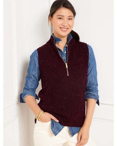 Talbots Ribbed Half-zip Sweater Vest - Purple