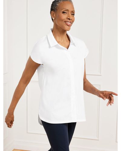 Talbots Cotton Blend Extended Shoulder Shirt - White